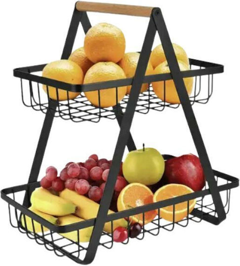 Obstschale Metallisch 2 Niveaus Schwarz 30x20x10cm