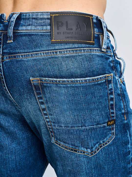 Ανδρικό Παντελόνι Τζιν Cropped με Slim Tapered Εφαρμογή Μπλε
