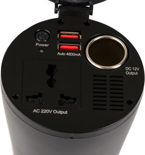 4cars Invertor Auto 150W pentru Convertirea 12V DC în 220V AC cu 2xUSB