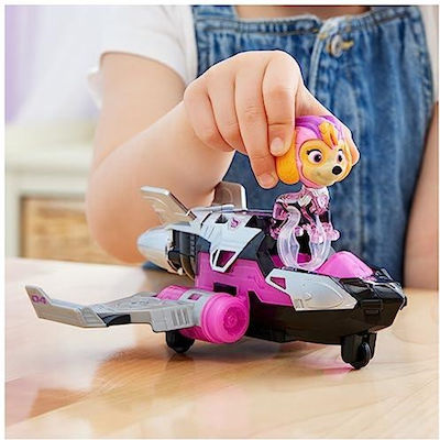 Paw Patrol: The Mighty Movie Aeroplane Spielzeug mit Skye Mighty Pups Action Figur, Lichter und Geräusche, Kinderspielzeug für Jungen und Mädchen 3+