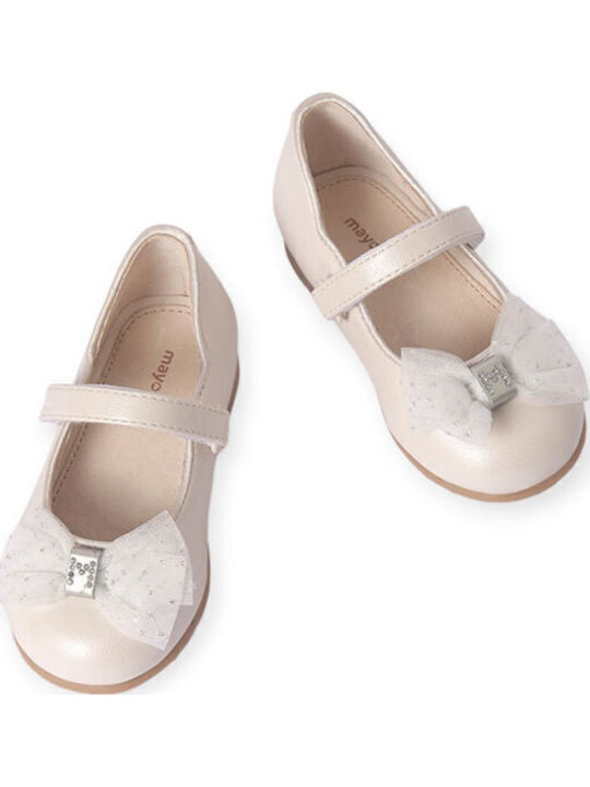 Kids Anatomic Leather Ballerinas with Hoop & Loop Closure White