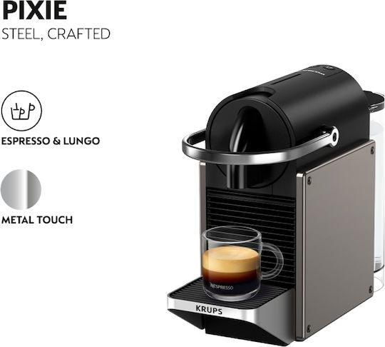 Krups Pixie Kapsel-Kaffeemaschine Nespresso Druck 19bar Gray