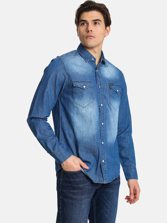 Langärmlig Jeans Hemd Blau