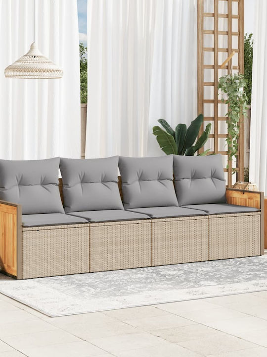 Canapea Cu Patru Locuri De Exterior Din Rattan Cu Perne 55x55x69cm