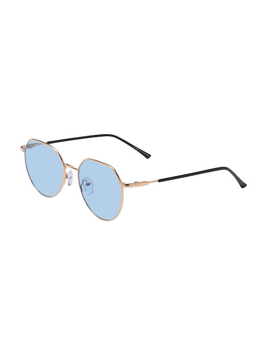 Ochelari de soare cu Aur Din metal Rame și Albastru deschis Lentilă 02-6258-Gold-Light Blue