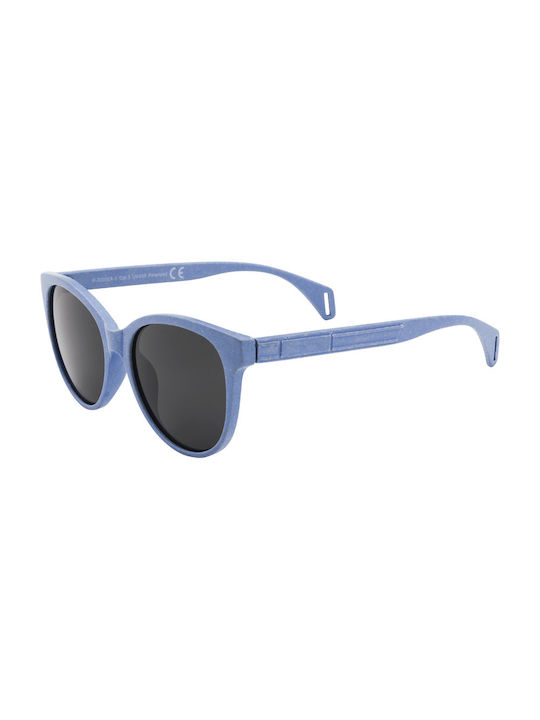 Women's Sunglasses with Blue Plastic Frame and Gray Polarized Lens 05-3305-1