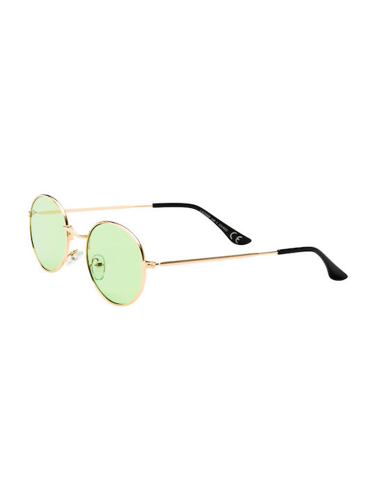 Sunglasses with Gold Metal Frame and Green Lens 01-3069-4