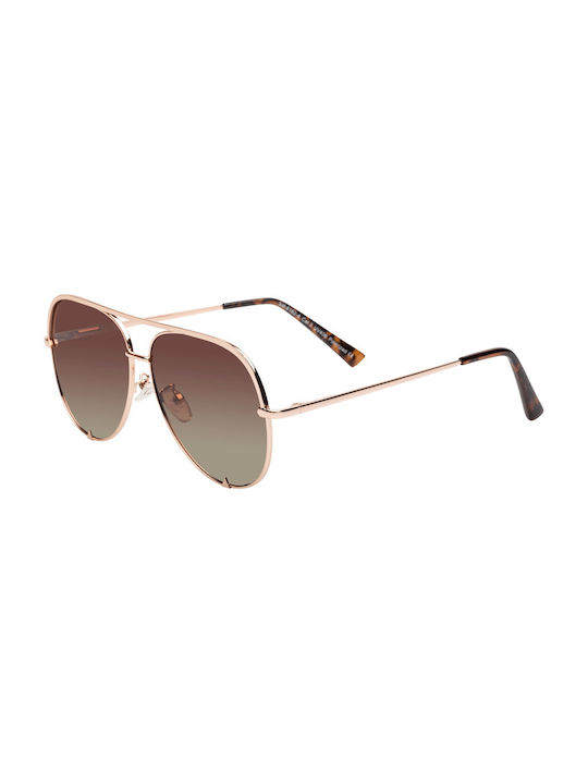 Sonnenbrillen mit Rose Gold Rahmen und Braun Verlaufsfarbe Polarisiert Linse 05-SM-6162-4