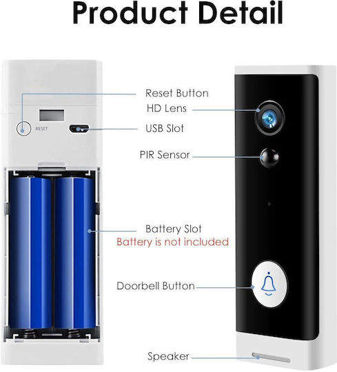 Smart Ασύρματο Σετ Θυροτηλεόρασης Wi-Fi Συμβατό με Alexa