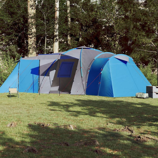 vidaXL Sommer Campingzelt Tunnel Blau Für 12 Personen 162x720x162cm