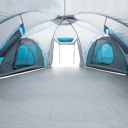 vidaXL Sommer Campingzelt Tunnel Blau Für 12 Personen 162x720x162cm