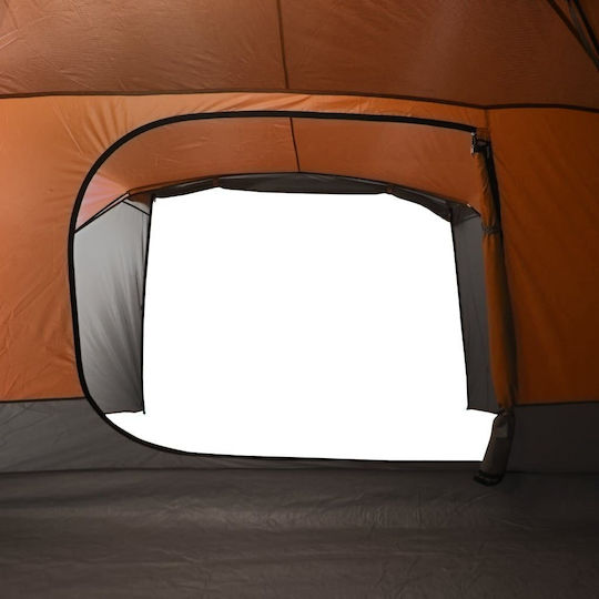 vidaXL Καλοκαιρινή Σκηνή Camping Γκρι για 6 Άτομα 412x370x184εκ. Γκρι/Πορτοκαλί