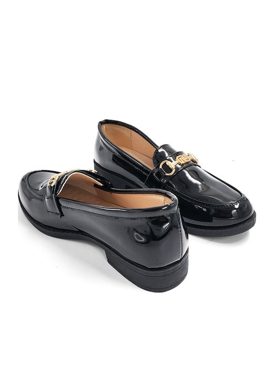 Patent Leather Women's Moccasins in Black Color