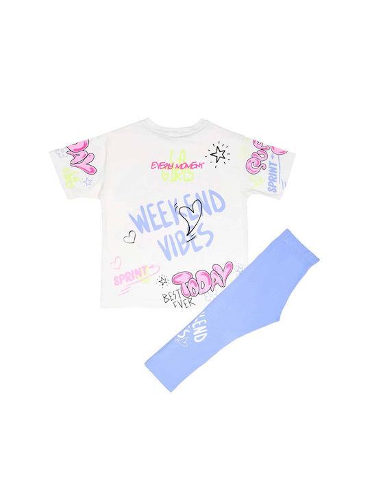 Sprint Kids Set with Leggings Summer 2pcs Off White