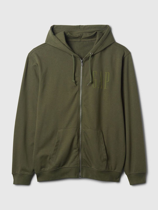 GAP Men's Sweatshirt Jacket with Hood and Pockets army jacket green