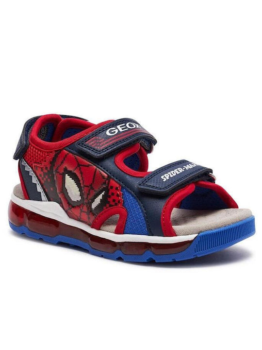 Geox Kinder Sandalen J Sandal Android B mit Klettverschluss & Lichtern Rot