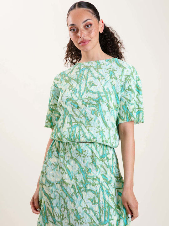 Rut & Circle pentru Femei de Vară Bluză Verde