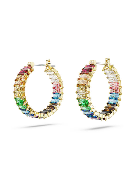 Swarovski Matrix Earrings Hoops Gold Plated with Stones