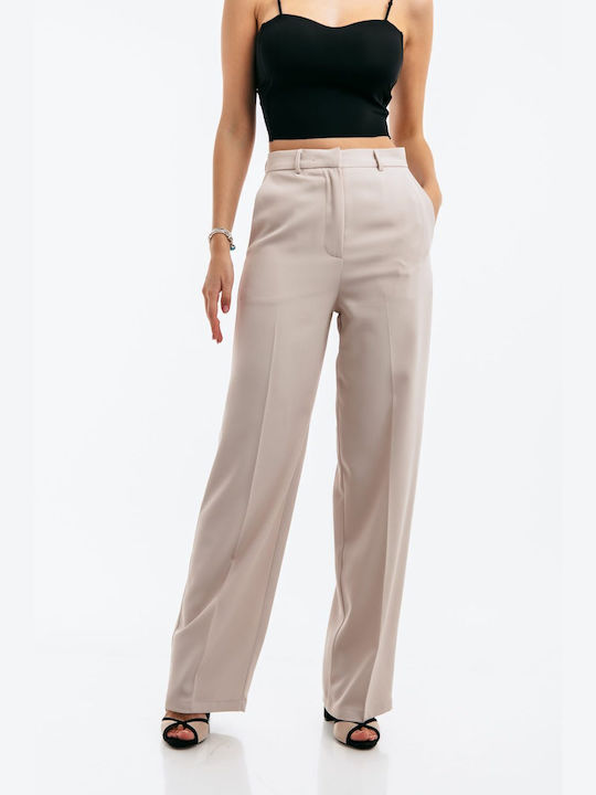 Freestyle Women's High-waisted Fabric Trousers Pink