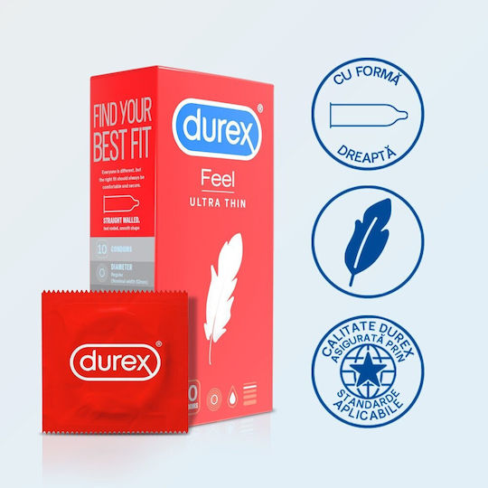 Durex Durex Kondome Ultra 10τμχ 52mm Dünn für Natürliches Gefühl