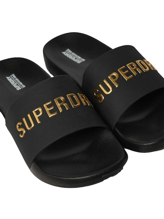 Superdry Logo Vegan Pool Sandale bărbați Negre