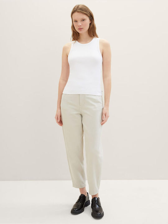 Tom Tailor Women's Fabric Trousers Beige