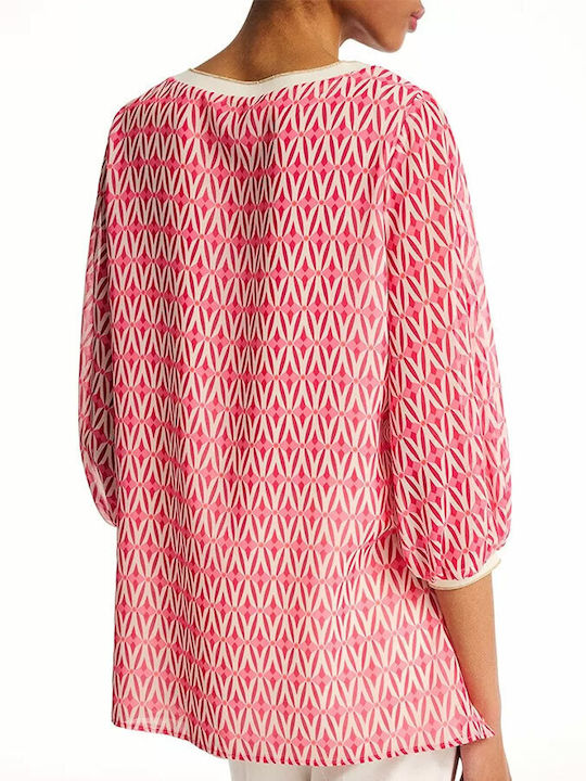 Forel Damen Sommer Bluse Kurzärmelig Pink