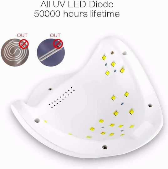 5 Uvled Лампа за изпичане на нокти UV / LED 48W Бял