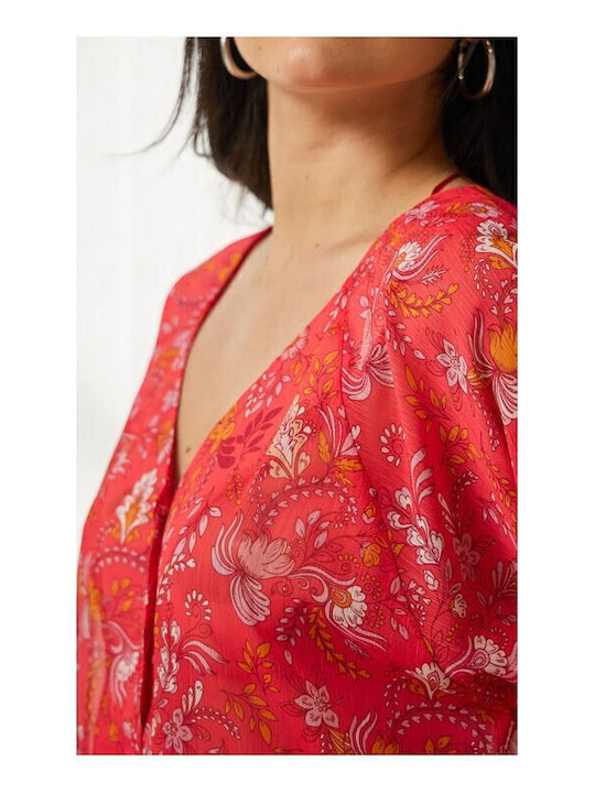 Damen Sommer Bluse Langärmelig Coral