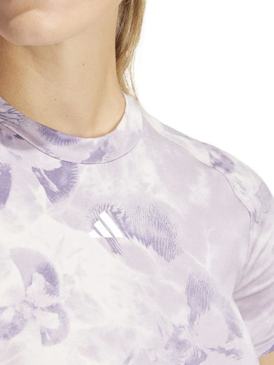 Adidas Essentials Aop Women's Athletic T-shirt Floral Lila