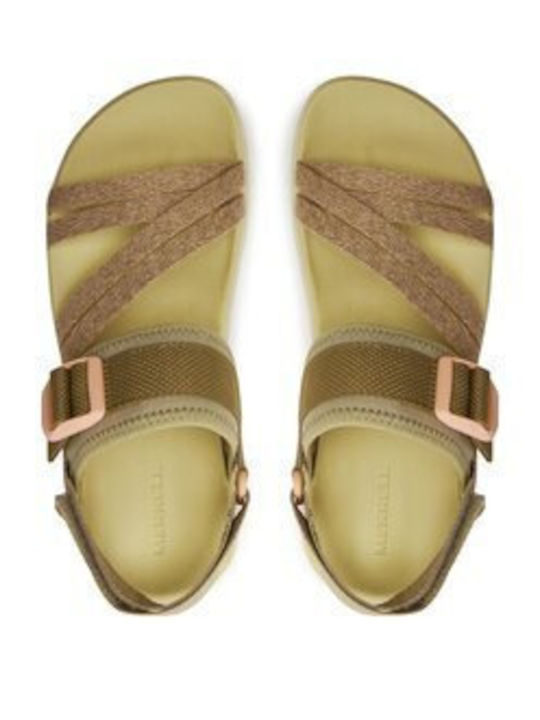 Terran Flache Sandalen für Damen in Grün Farbe