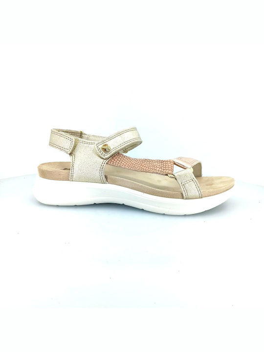 Imac Leather Women's Flat Sandals Anatomic in Beige Color