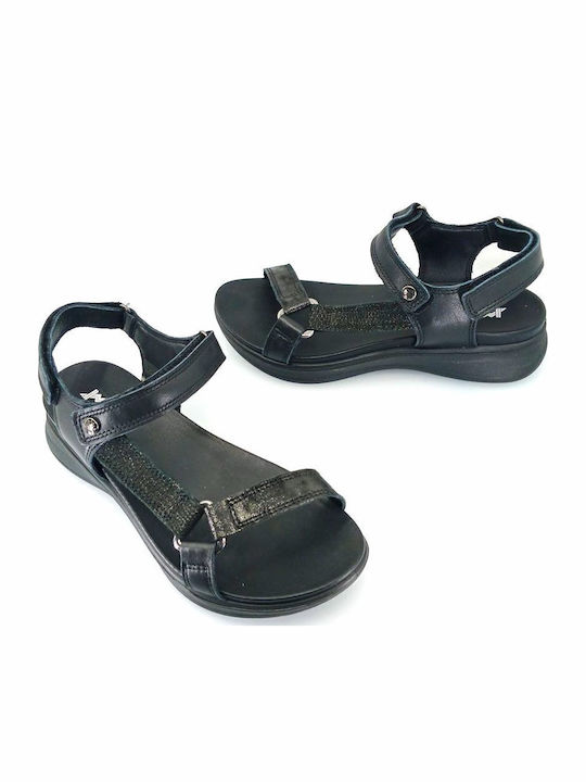 Leather Women's Flat Sandals Anatomic in Black Color
