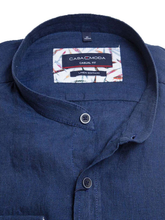 Casa Moda Men's Shirt Long Sleeve Linen Navy Blue