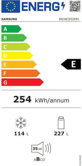 Samsung Kühl-Gefrierkombination 341Es NoFrost H185.3xB59.5xT65.8cm. Schwarz RB34C652EB1/EF