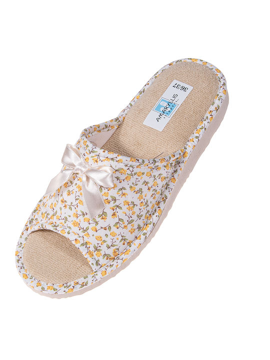 Amaryllis Slippers Leather Winter Women's Slippers in Yellow color