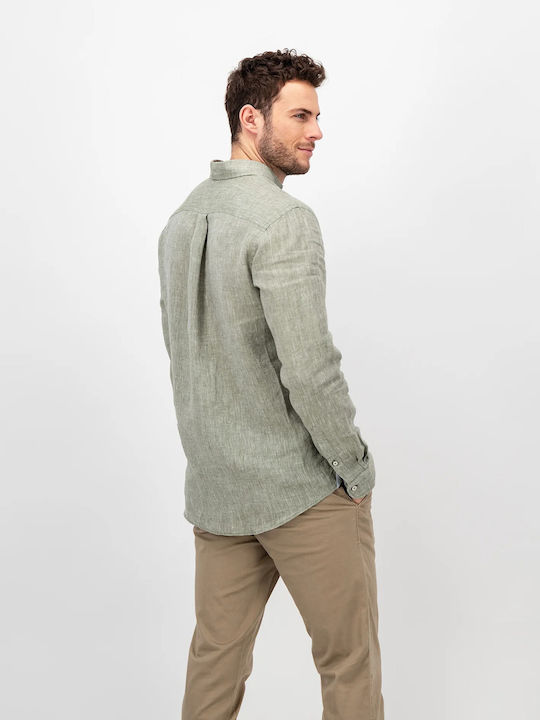 Fynch Hatton Men's Shirt Long Sleeve Linen Green