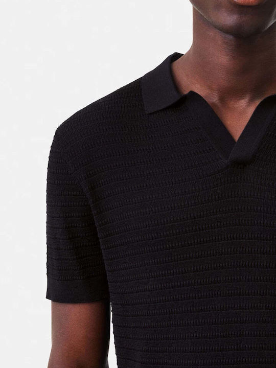 Short Sleeve Polo Sweater Black