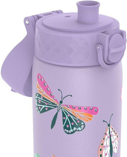 Metal Thermos Water Bottle 500ml Ion8 with Butterfly - Purple