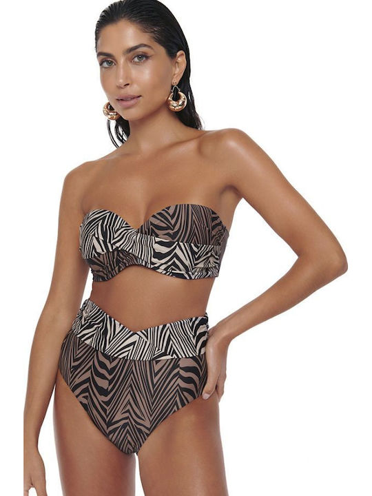 Top De Bikini Strapless African Queen Cupe D Animal Print Maro