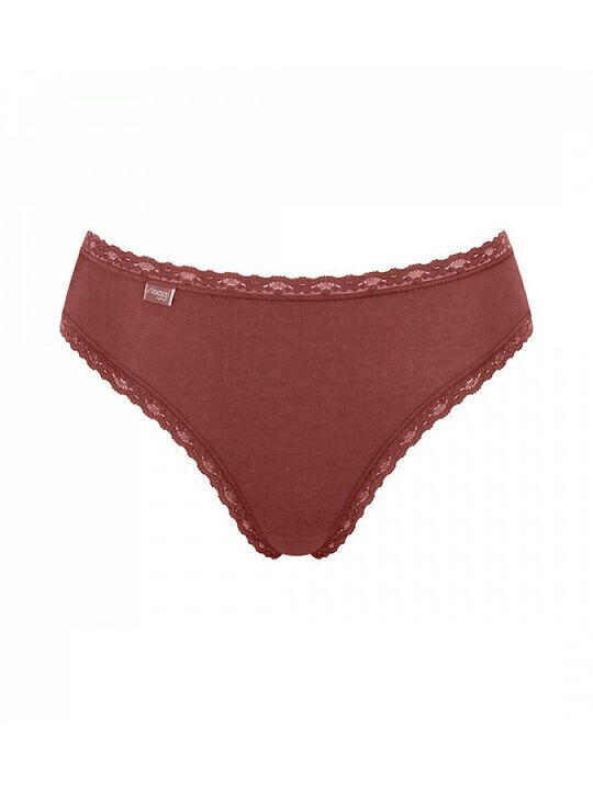 Βαμβακερά High Waist Women's Slip 3Pack with Lace Candle-grey