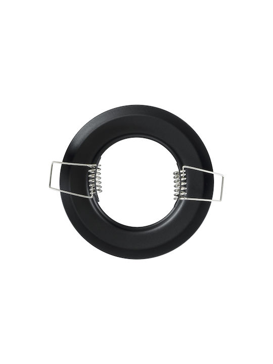 GloboStar Delta Round Metallic Frame for Spot GU5.3 Black 8.3x8.3cm. 1pcs