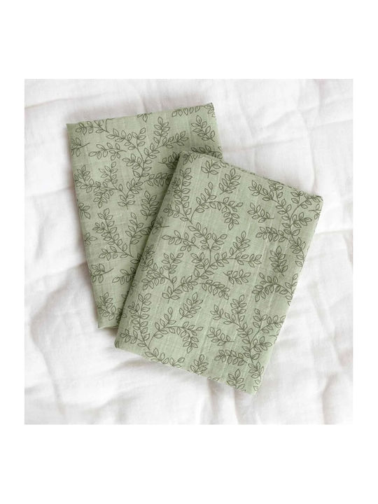 A Little Lovely Company Muslin Swaddle Wraps Green 60x60cm. 2pcs