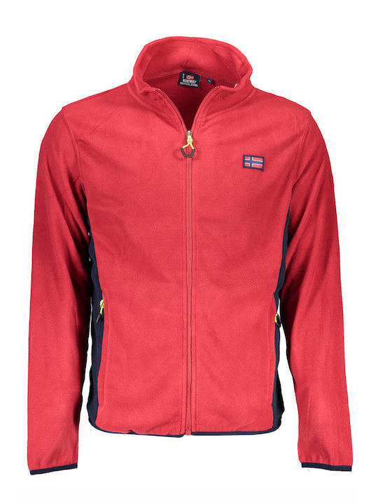 Squola Nautica Italiana Jachetă Fleece pentru Bărbați cu Fermoar Red