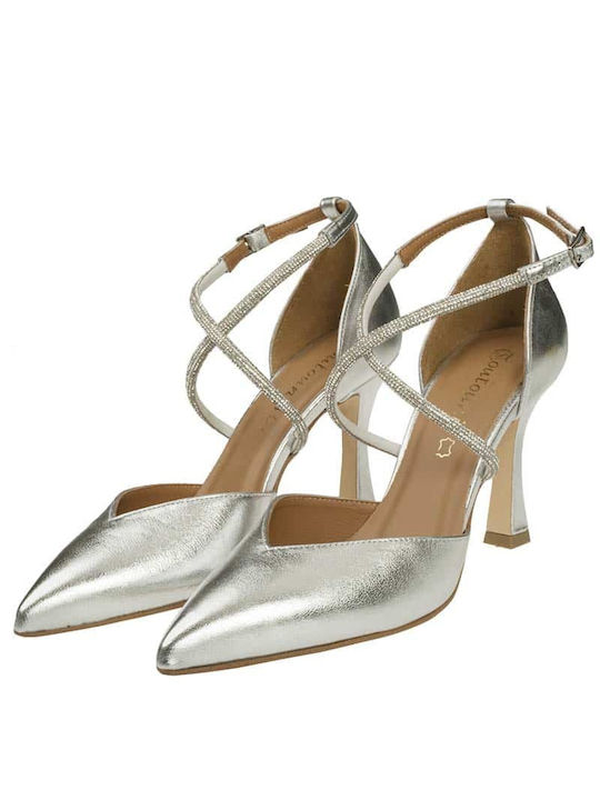 Divide Synthetic Leather Silver High Heels