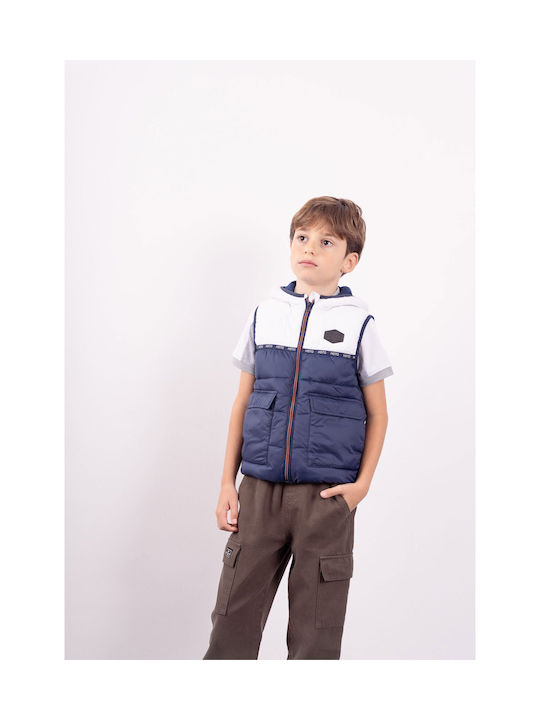 Hashtag Kids Casual Jacket Sleeveless with Hood Blue