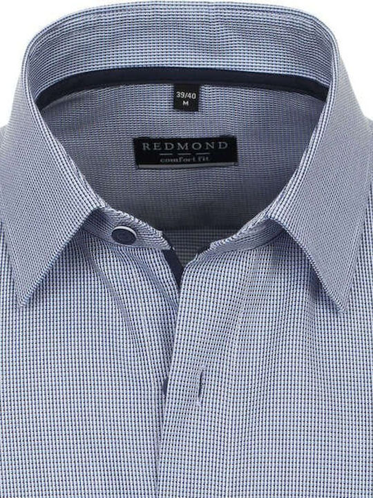 Redmond Men's Shirt Long Sleeve Cotton Checked Blue