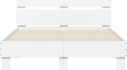 Pat Semi-dublu Alb cu Lamele pentru Saltea 120x190cm