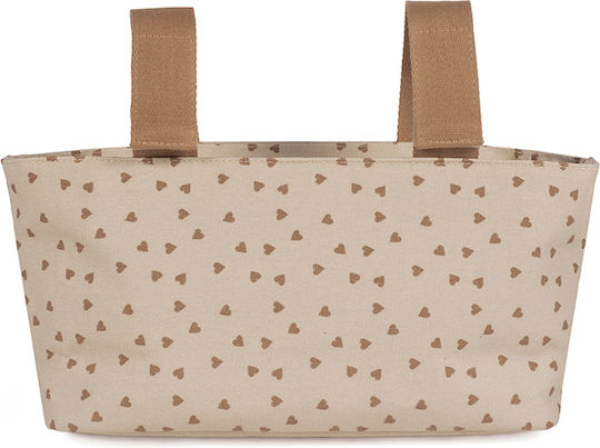 Walking Mum Beige Stroller Organizer Poppy Cinnamon Hearts