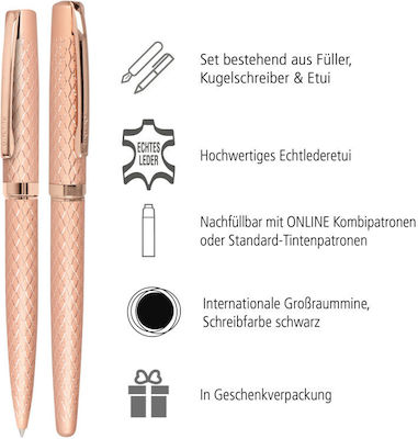 Stiftset Kugelschreiber mit Füllfeder Schwarz